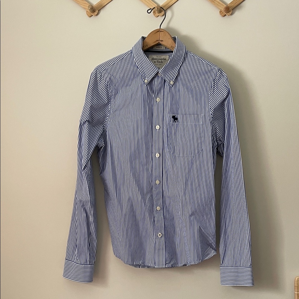 Abercrombie & Fitch Navy Striped Button Down Shirt